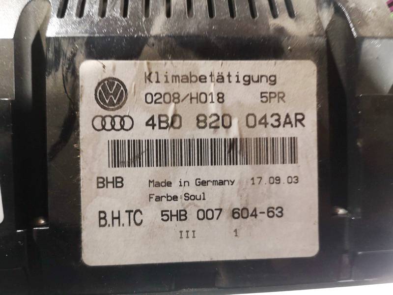 4B0820043AR Audi A6 2003 Climate Control Panel (heater control switches) - Thumbnail 3