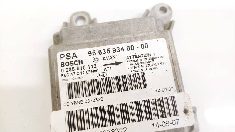 9663593480 Peugeot 207 2007 Airbag crash sensors module - Thumbnail 2