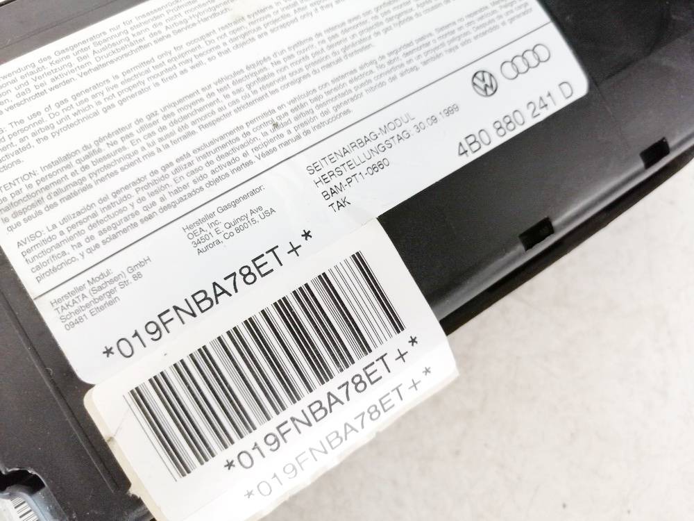4B0880241D Audi A6 2000 Seat AIRBAG - Thumbnail 3