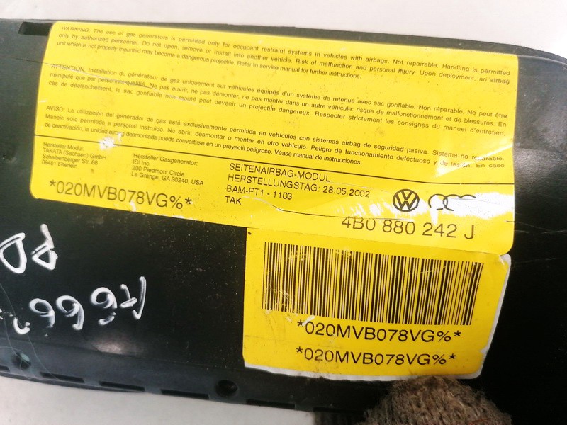 4B0880242J Audi A6 2002 Istuimen turvatyyny SRS - Thumbnail 3