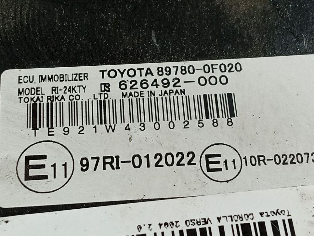 897800F020 Toyota Corolla Verso 2004 Imobilaizera vadības bloks - Thumbnail 4