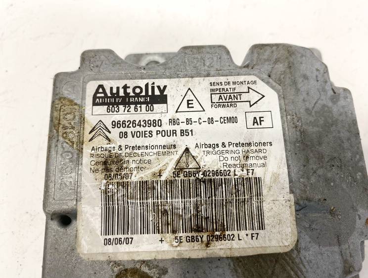 9662643980 Citroen C4 2007 Airbag crash sensors module - Thumbnail 2