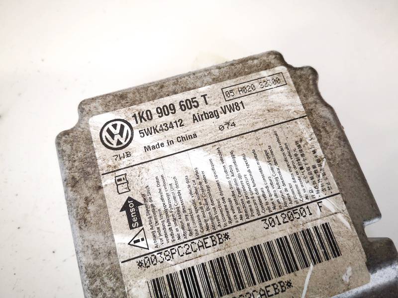 1K0909605T Skoda Octavia 2012 Airbag crash sensors module - Thumbnail 2