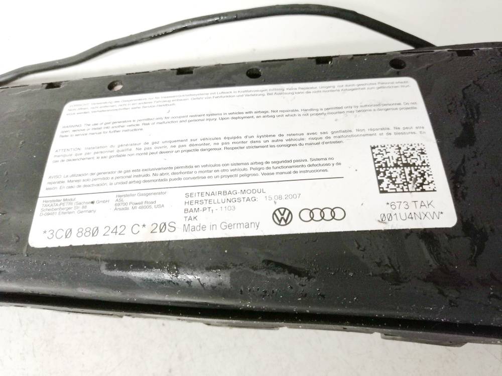 3C0880242C Volkswagen Passat 2007 Istuimen turvatyyny SRS - Thumbnail 3