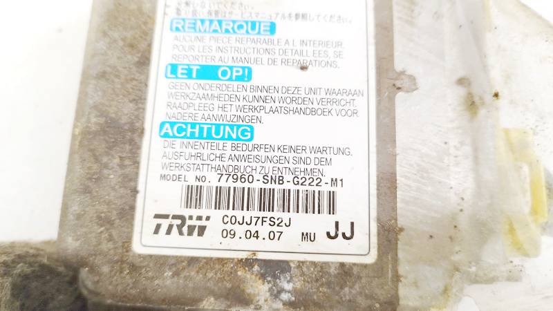77960SNBG222M1 Honda Civic 2007 Airbag crash sensors module - Thumbnail 2