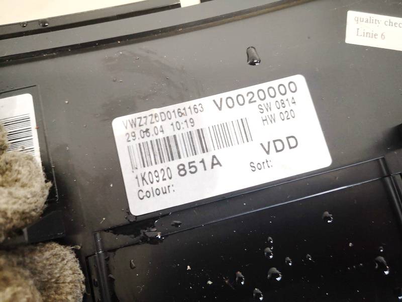 1K0920851A Volkswagen Golf 2004 Щиток приборов - Автомобильный спидометр - Thumbnail 3