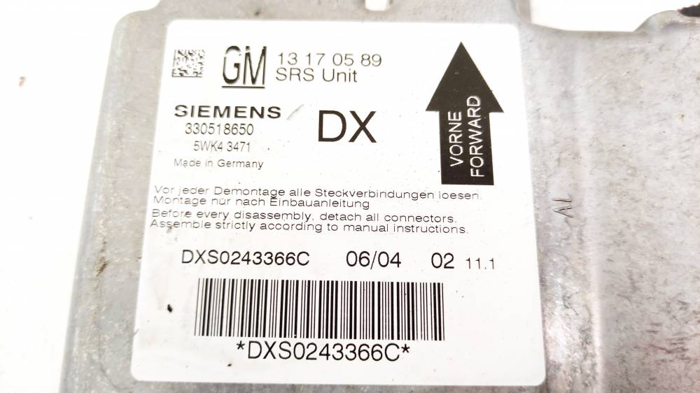 13170589 Opel Vectra 2004 Airbag crash sensors module - Thumbnail 2
