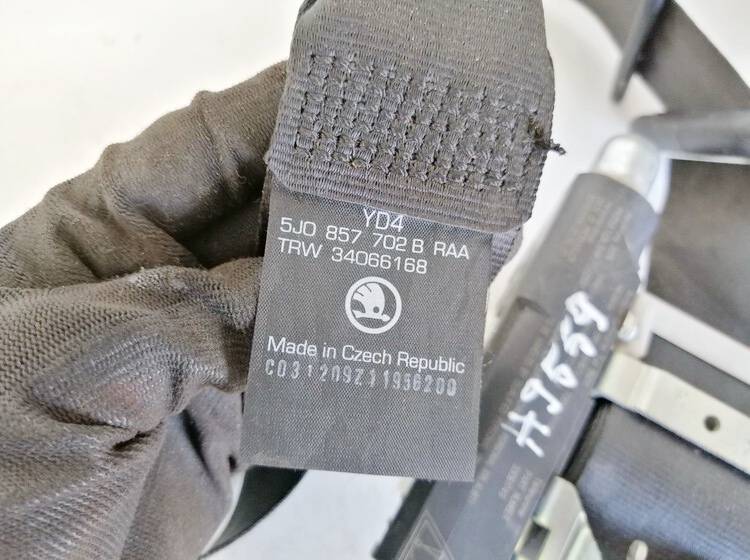 5J0857702B Skoda Fabia 2009 Seat belt - FRONT RIGHT - Thumbnail 4