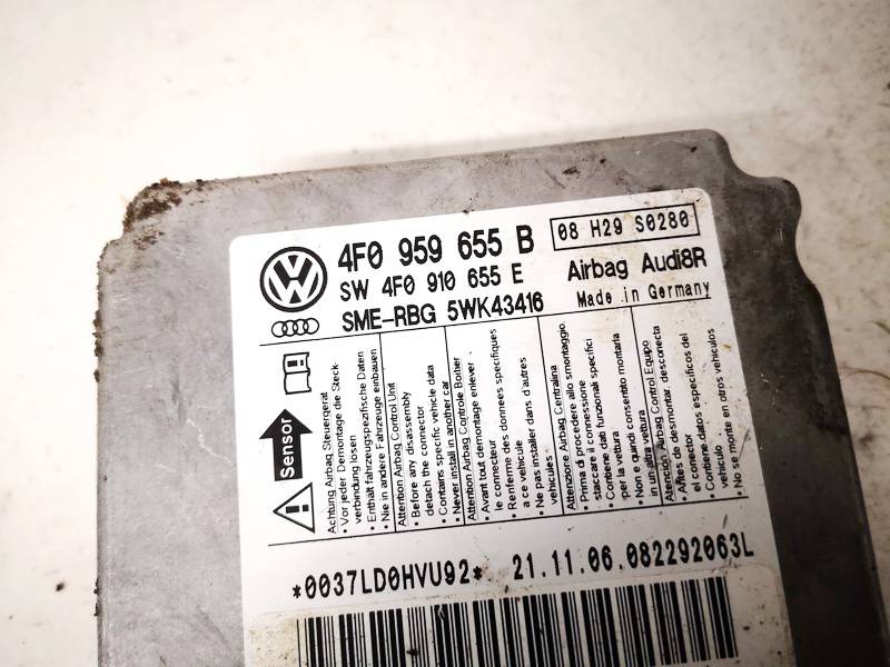 4F0959655B Audi A6 2006 SRS AIRBAG KOMPIUTERIS - ORO PAGALVIU VALDYMO BLOKAS - Thumbnail 2