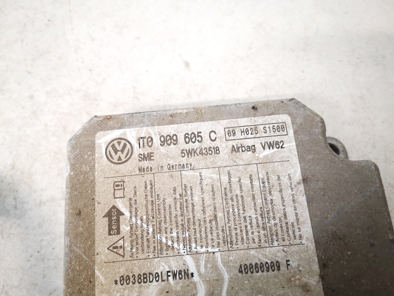 1T0909605C Volkswagen Touran 2007 Airbag crash sensors module - Thumbnail 2