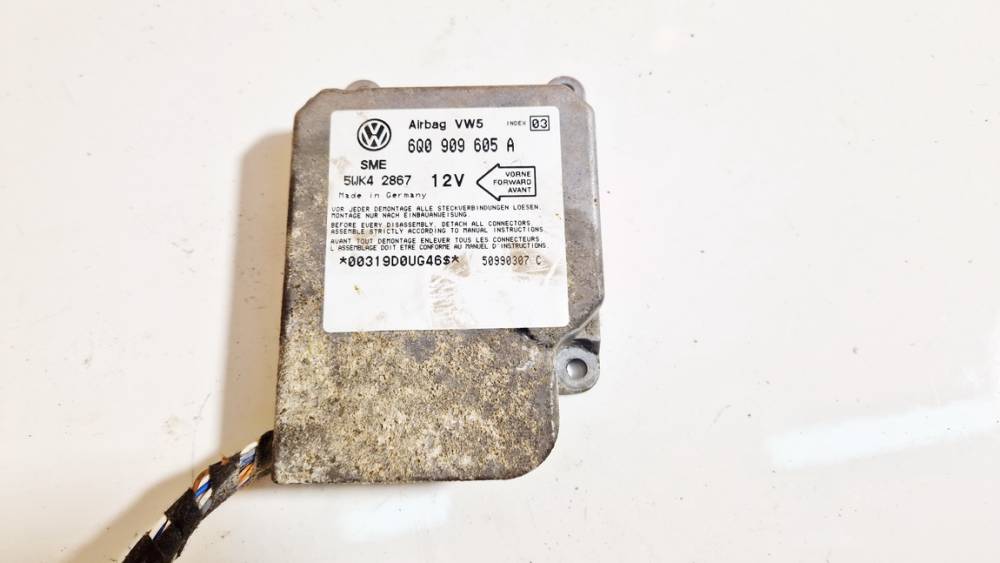 6Q0909605A Volkswagen Golf 2000 SRS AIRBAG KOMPIUTERIS - ORO PAGALVIU VALDYMO BLOKAS - Thumbnail 2