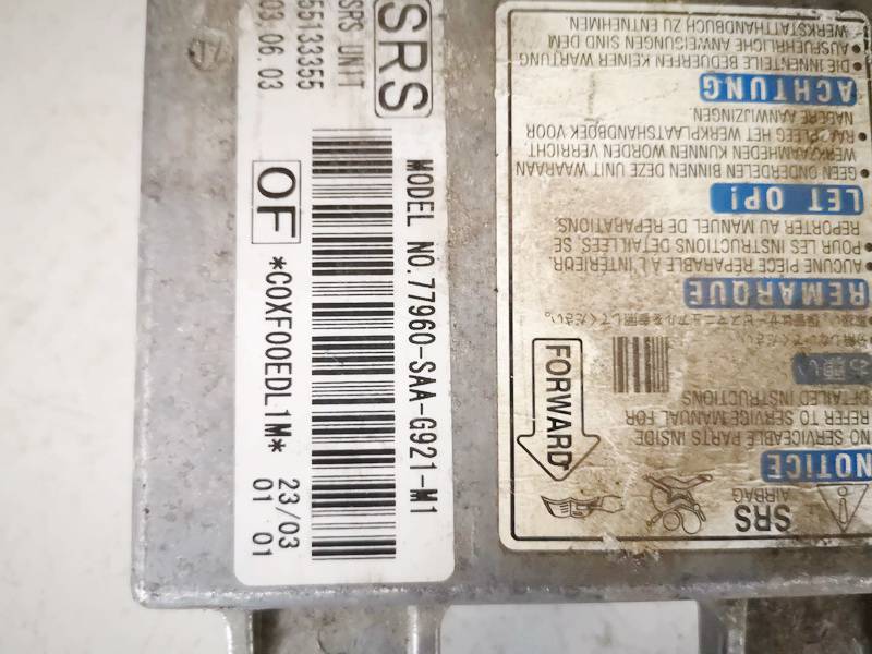 77960-SAA-G921-M1 Honda Jazz 2003 Airbag crash sensors module - Thumbnail 2