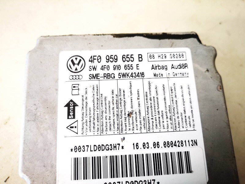 4F0959655B Audi A6 2006 SRS AIRBAG KOMPIUTERIS - ORO PAGALVIU VALDYMO BLOKAS - Thumbnail 2