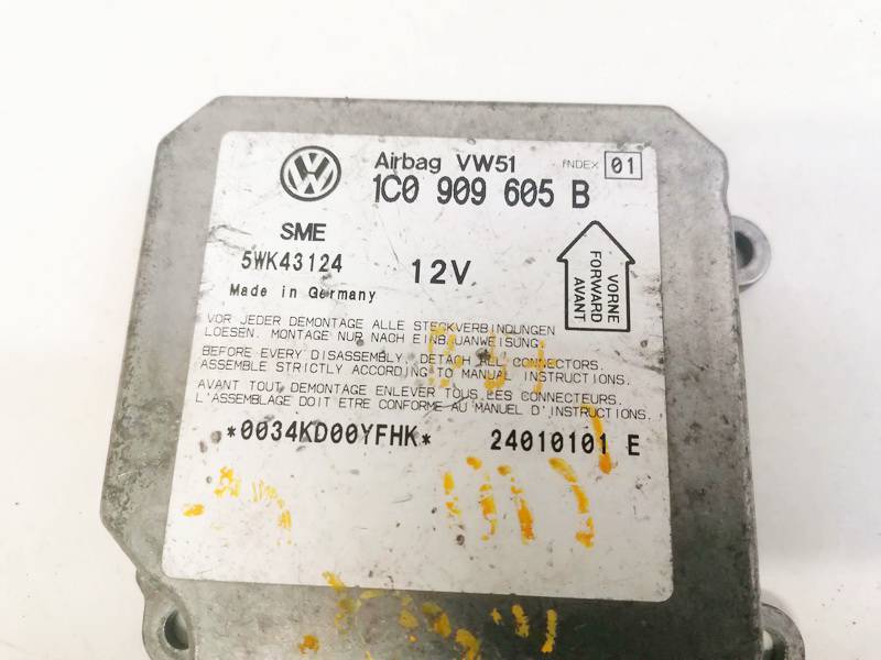 1C0909605B Volkswagen Passat 2001 Airbag crash sensors module - Thumbnail 3