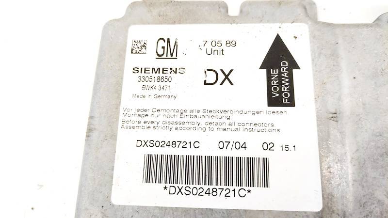330518650 Opel Signum 2004 SRS gaisa spilvena dators – gaisa spilvenu vadības bloks - Thumbnail 2