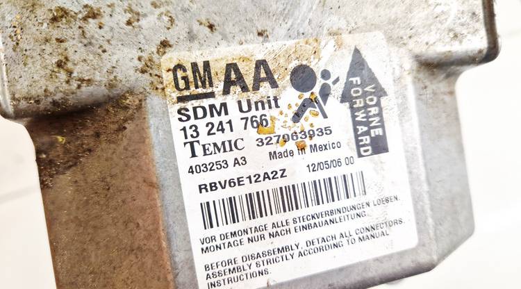 13241766 Opel Zafira 2006 Komputer SRS airbag – moduł sterujący poduszek powietrznych - Thumbnail 3