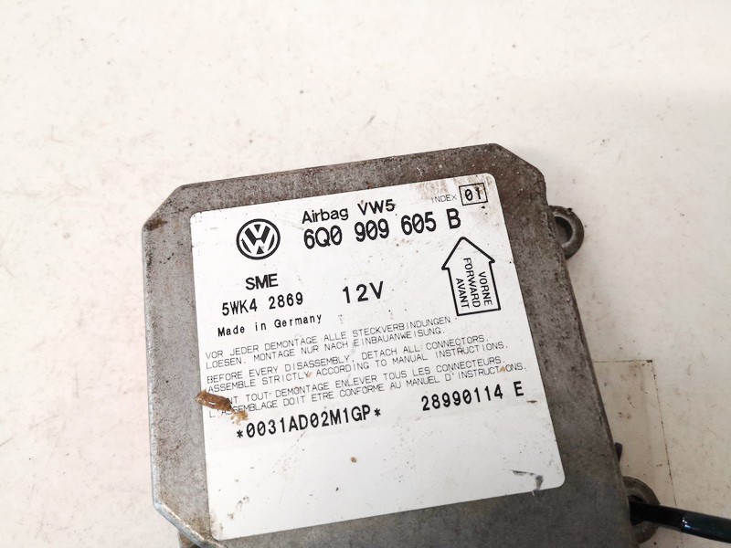 6Q0909605B Volkswagen Passat 1999 Airbag crash sensors module - Thumbnail 2