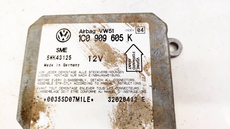 1C0909605K Skoda Fabia 2003 Airbag crash sensors module - Thumbnail 2