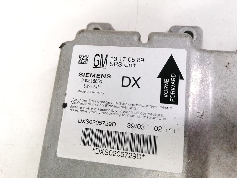 13170589 Opel Signum 2003 SRS gaisa spilvena dators – gaisa spilvenu vadības bloks - Thumbnail 3