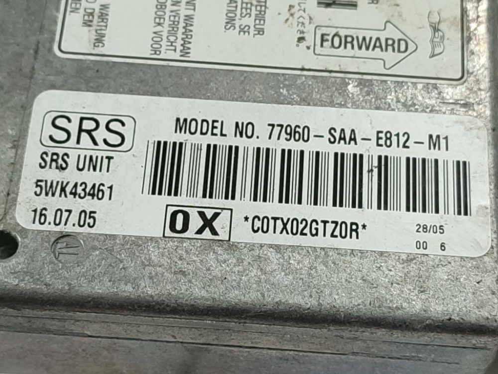 77960SAAE812M1 Honda Jazz 2005 Airbag crash sensors module - Thumbnail 3