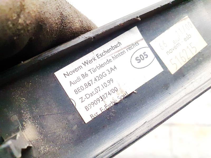 8E0867420G Audi A4 2001 arrière droite garniture porte de moulage - Thumbnail 3