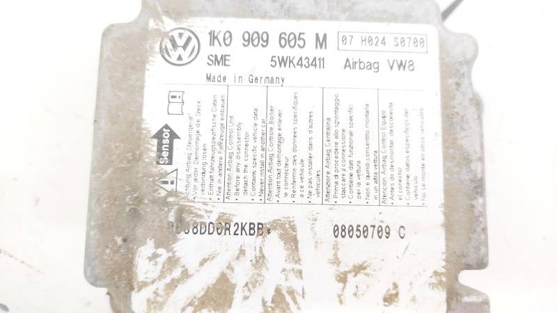 1K0909605M Skoda Octavia 2005 SRS AIRBAG KOMPIUTERIS - ORO PAGALVIU VALDYMO BLOKAS - Thumbnail 2