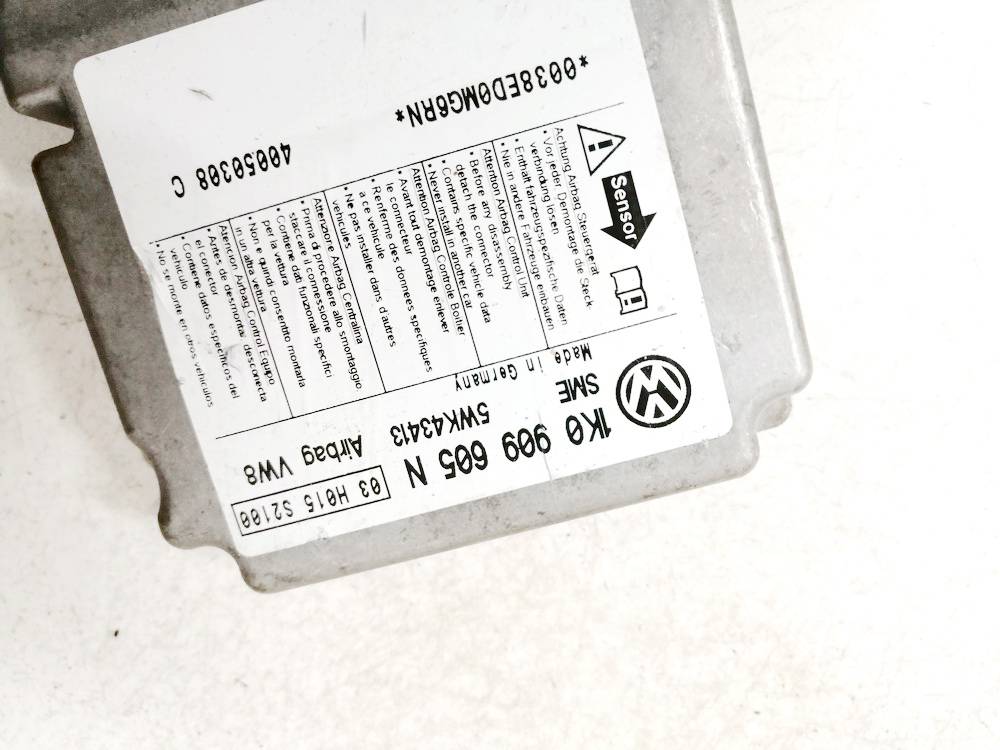 1K0909605N Skoda Octavia 2005 Airbag crash sensors module - Thumbnail 3