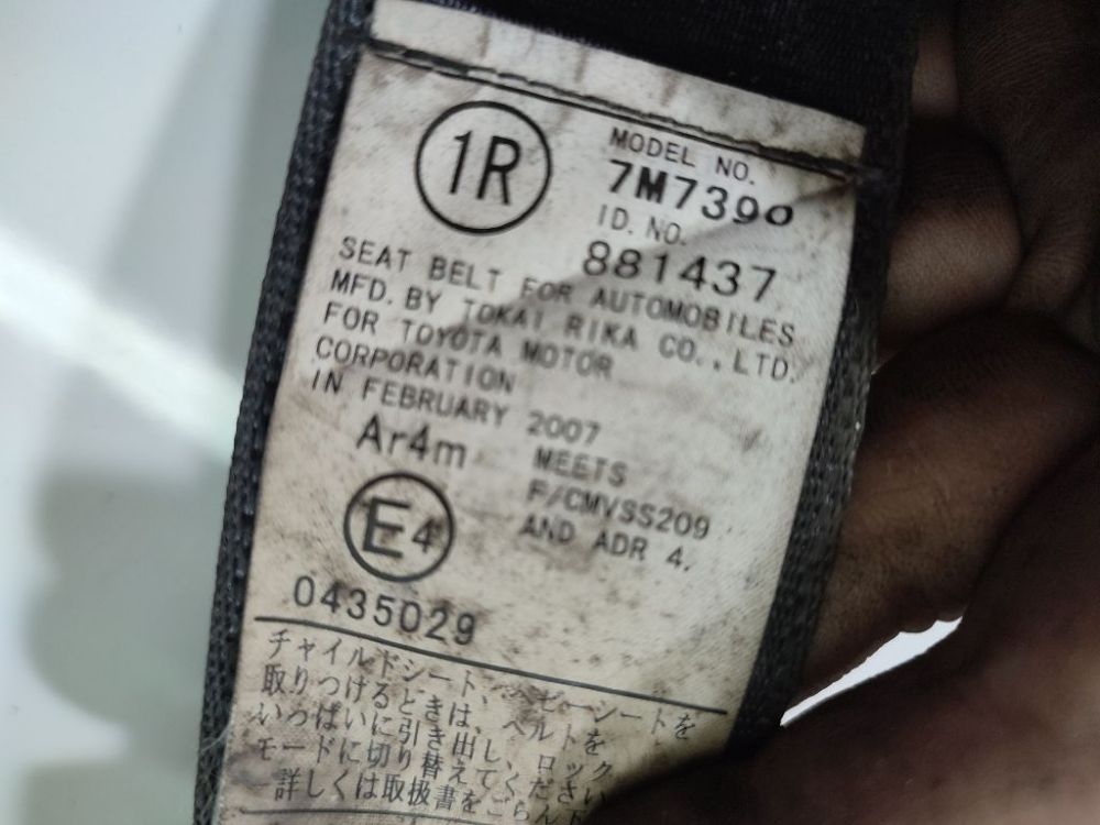 0435029 Toyota Yaris 2008 Seat belt - REAR RIGHT - Thumbnail 4