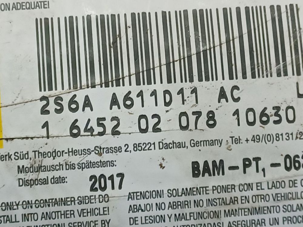 2S6AA611D11 Ford Fiesta 2002 Poduszka powietrzna fotela SRS - Thumbnail 4