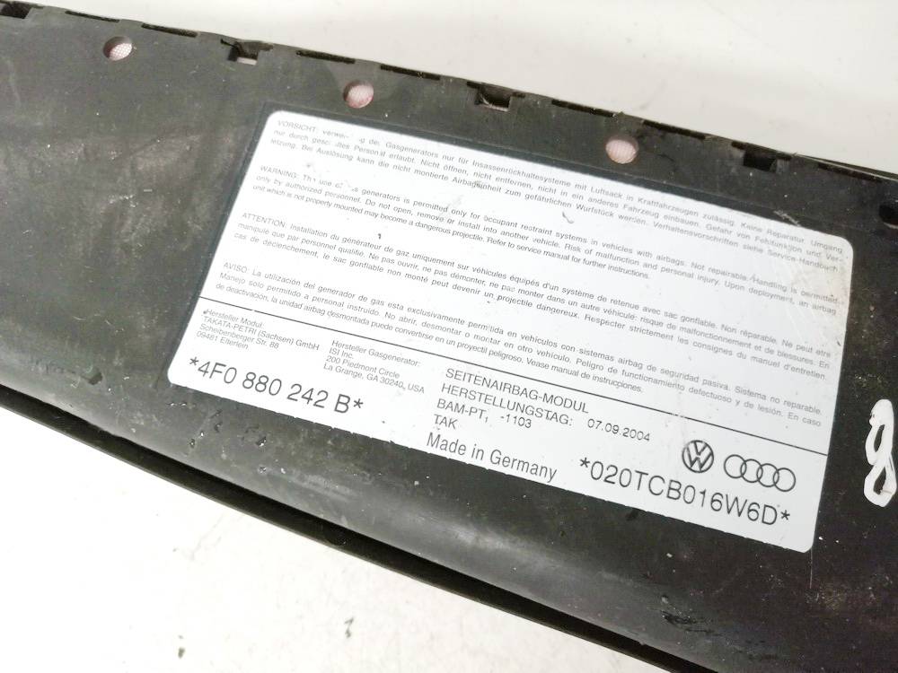 4F0880242B Audi A6 2004 Sedynes Airbag SRS - Thumbnail 3
