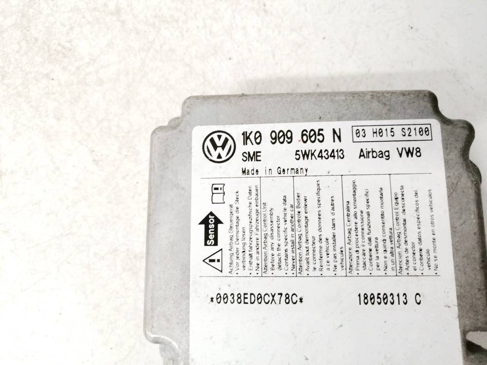 1K0909605N Volkswagen Golf 2004 Airbag crash sensors module - Thumbnail 3