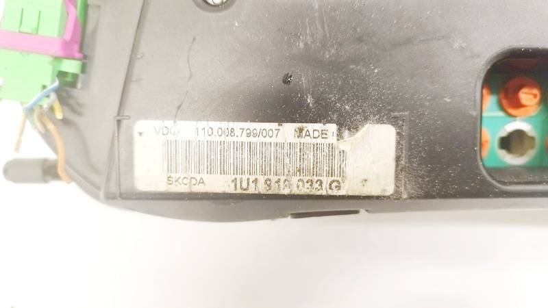 1U1919033G Skoda Octavia 1999 Speedometers - Cockpit - Speedo Clocks Instrument - Thumbnail 3