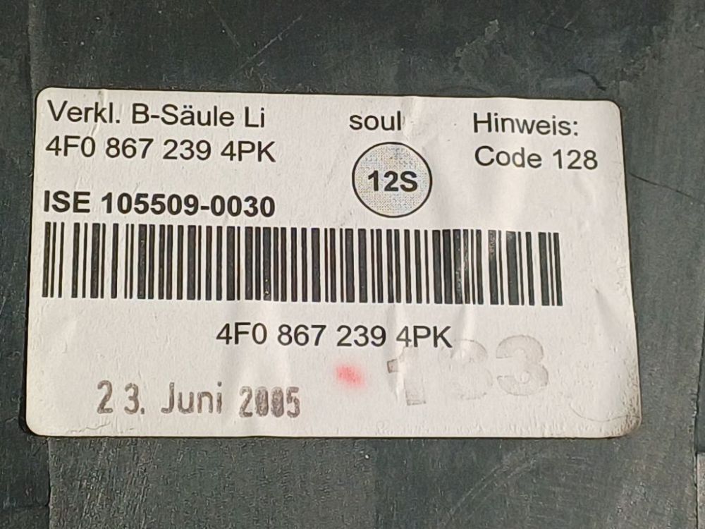 4F08672394PK Audi A6 2005 Pillar Trim - MIDDLE LEFT - Thumbnail 4