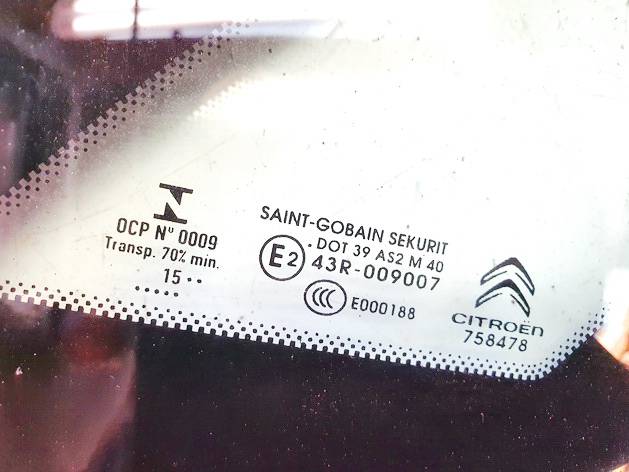 DOT39AS2M40 BMW 3-Series 2016 Corner quarter window glass - REAR RIGHT - Thumbnail 3