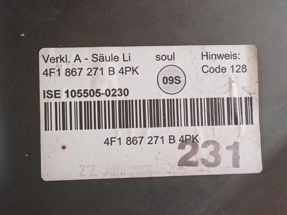 4F1867271B4PK Audi A6 2005 Iekšējā sliekšņa apdare - PRIEKŠA PA KREISI - Thumbnail 4