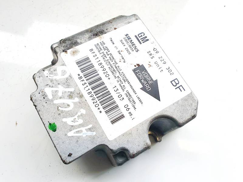 09229302BF Opel Astra 2003 SRS gaisa spilvena dators – gaisa spilvenu vadības bloks