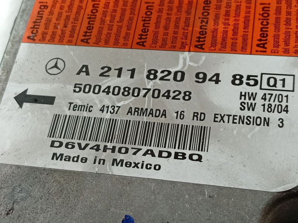 500408070428 Mercedes-Benz CLS-CLASS 2004 Steuergerät ECU Modul Airbag steuergerät - Thumbnail 4