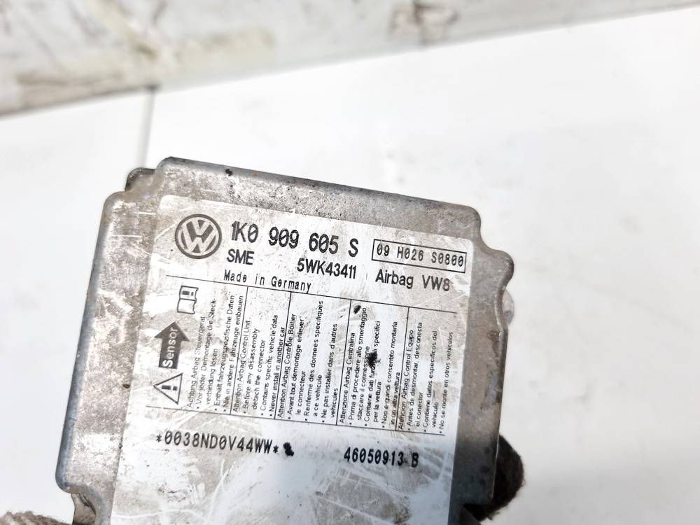 1K0909605S Skoda Octavia 2005 Komputer SRS airbag – moduł sterujący poduszek powietrznych - Thumbnail 4