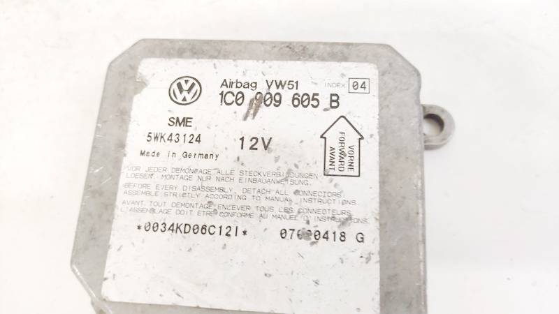 1C0909605B Volkswagen Passat 2001 Airbag crash sensors module - Thumbnail 3