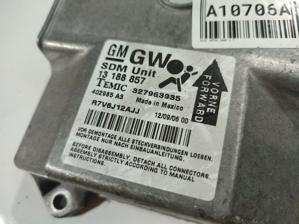 13188857 Opel Astra 2005 srs-turvatyynyn tietokone – turvatyynyn ohjausyksikkö - Thumbnail 2