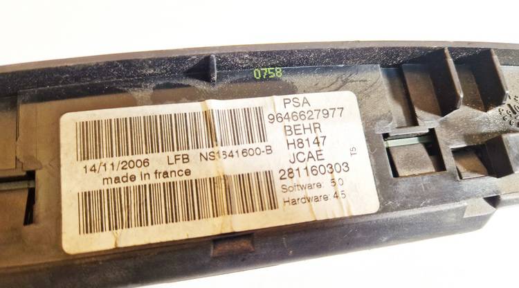 9646627977 Peugeot 307 2006 Climate Control Panel (heater control switches) - Thumbnail 3