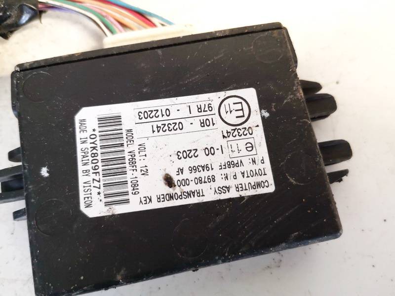 897800D010 Toyota Yaris 2006 Immobiliser ECU - Thumbnail 2