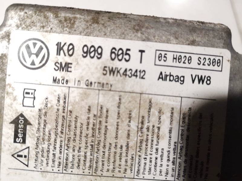 1K0909605T Skoda Octavia 2011 SRS AIRBAG KOMPIUTERIS - ORO PAGALVIU VALDYMO BLOKAS - Thumbnail 3