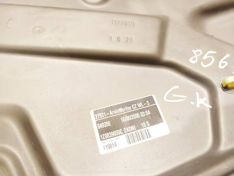 1Z0839655C Skoda Octavia 2006 Door winder mechanism (Window Regulator) - REAR LEFT - Thumbnail 3