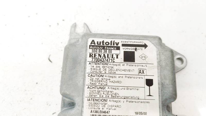 7700437471C Renault Scenic 2000 SRS gaisa spilvena dators – gaisa spilvenu vadības bloks - Thumbnail 2