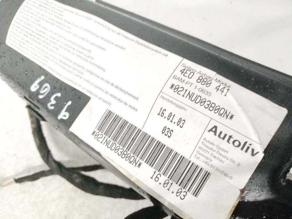 4E0880441 Audi A8 2002 Seat AIRBAG - Thumbnail 3