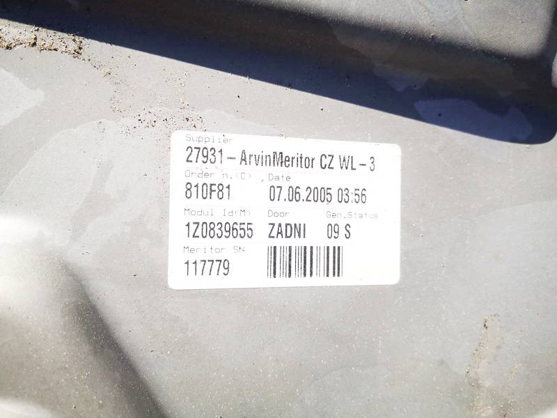 1Z0839655 Skoda Octavia 2004 Door winder mechanism (Window Regulator) - REAR LEFT - Thumbnail 4