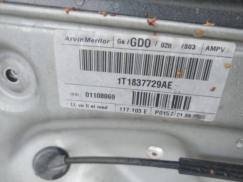 1T1837729AE Volkswagen Touran 2004 Mécanisme Ascenseurs en Verre Ascenseur-Cristal Port avant Gauche - Thumbnail 2