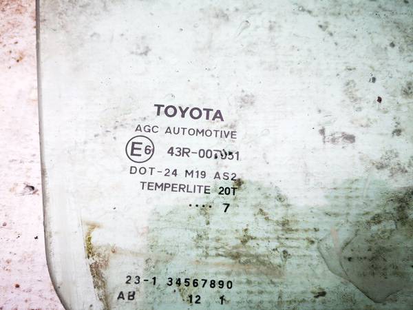 AS2 Toyota Auris 2007 Szyba drzwi - PRZEDNIE PRAWE - Thumbnail 2