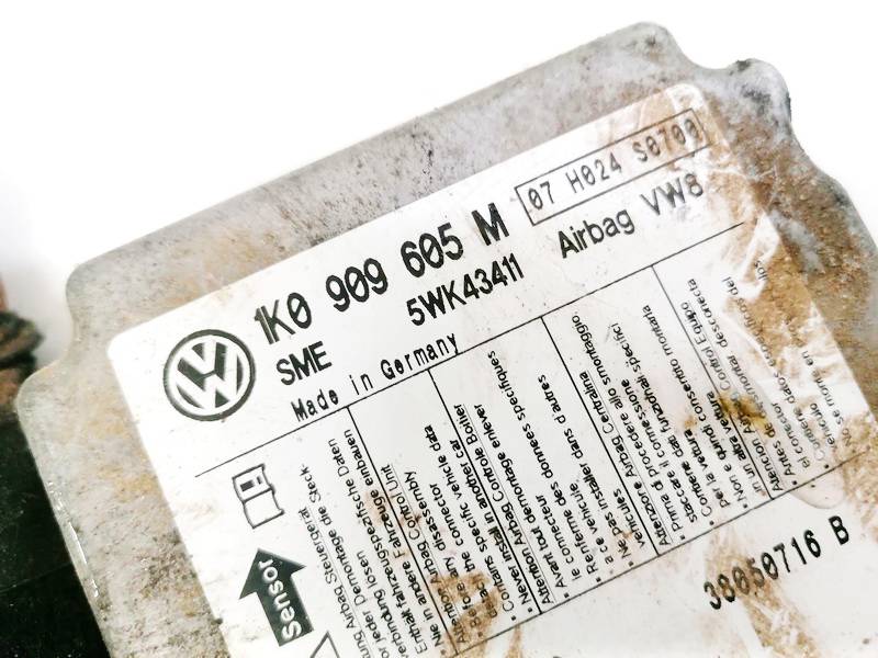 1K0909605M Skoda Octavia 2005 SRS AIRBAG KOMPIUTERIS - ORO PAGALVIU VALDYMO BLOKAS - Thumbnail 2